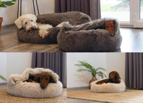 Hundebett Katzenbett Yala mit Schlafsack braun oder beige
